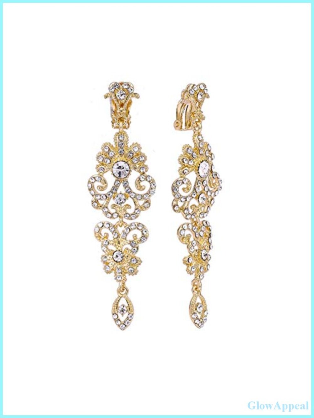 Clip On Crystal Chandelier Earrings Wedding Bridal Dangle